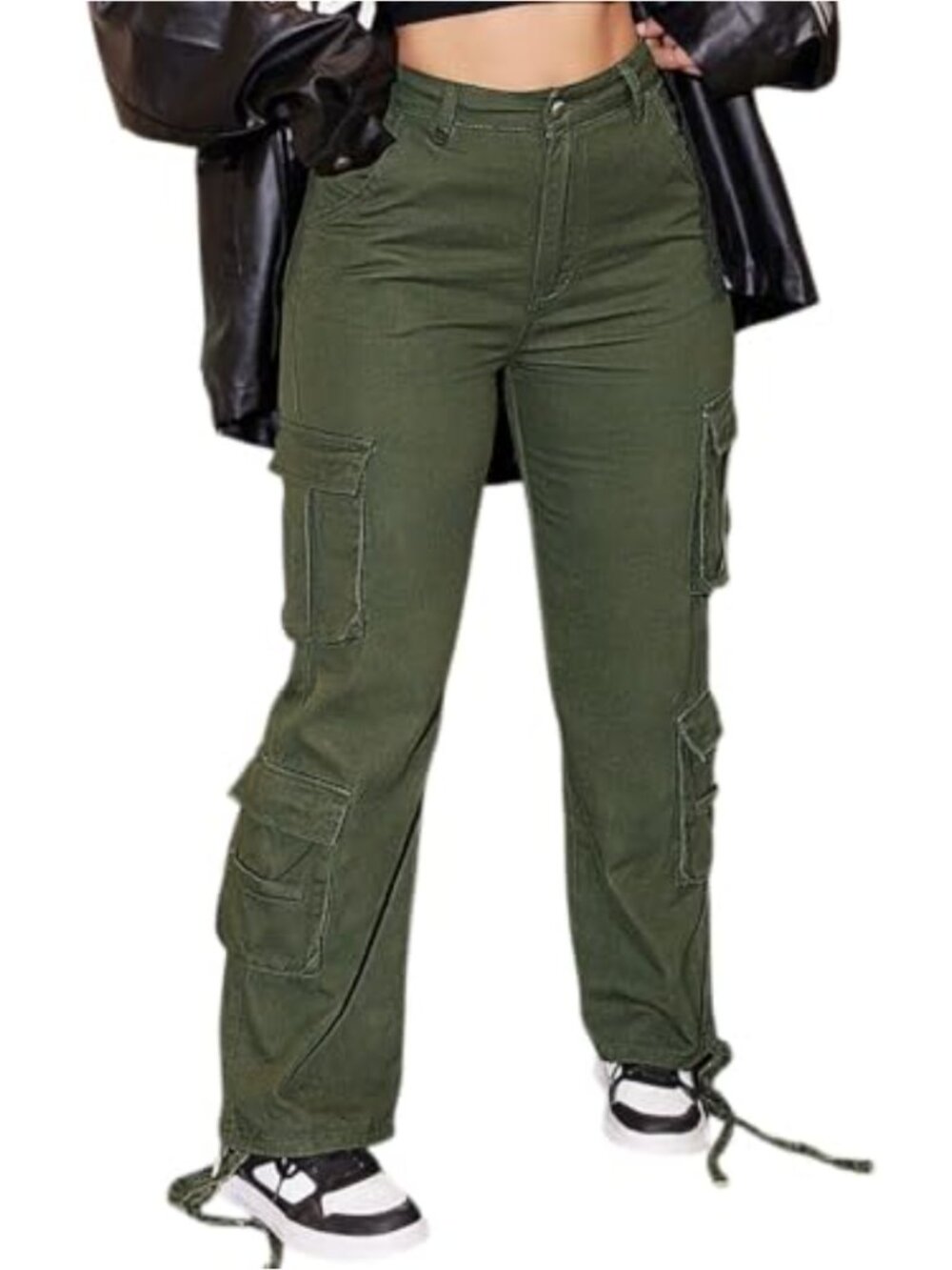 Cargo Pants Women Low Rise Straight Leg Streetwear Denim Jeans